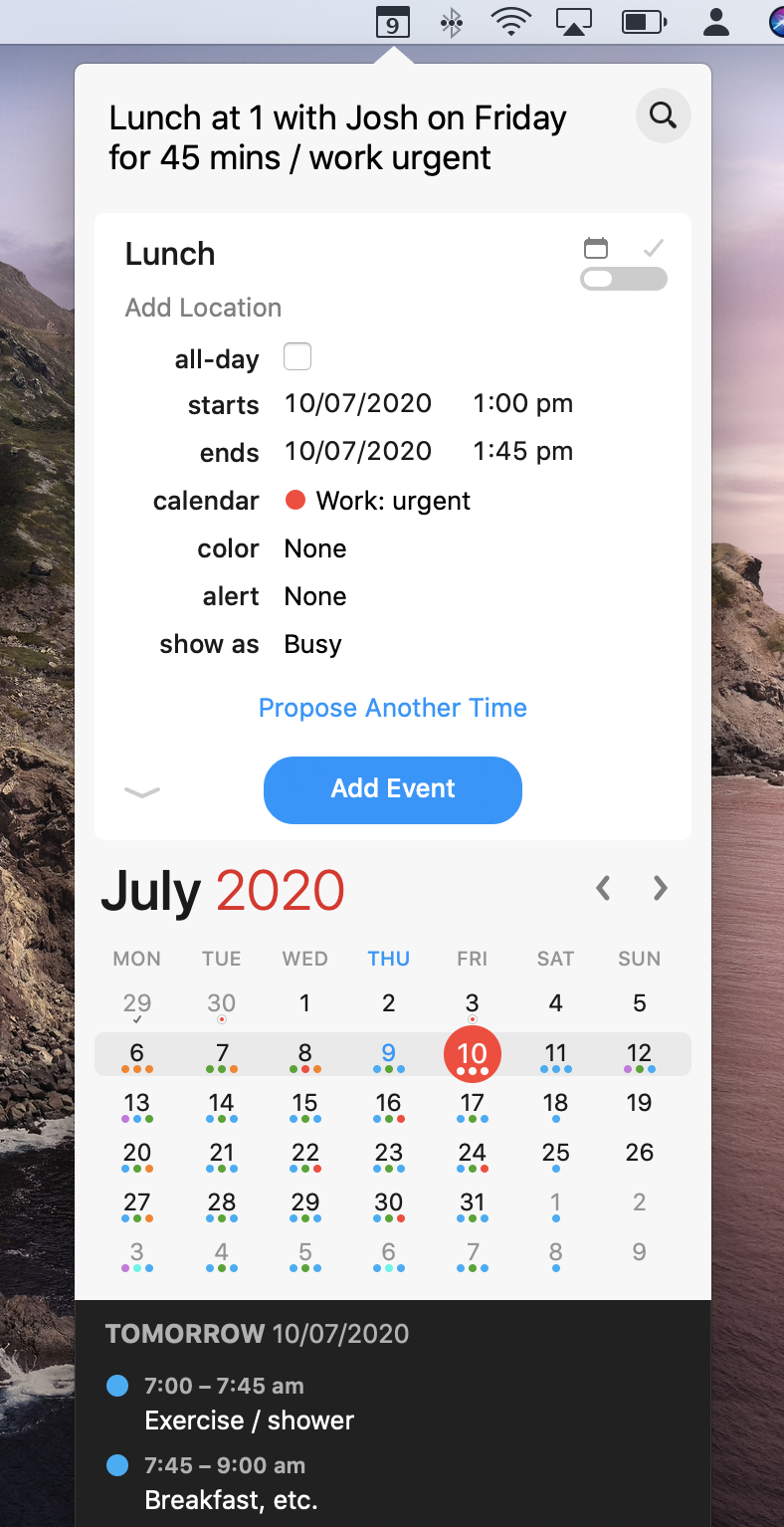 calendar with 5 minute increments for mac